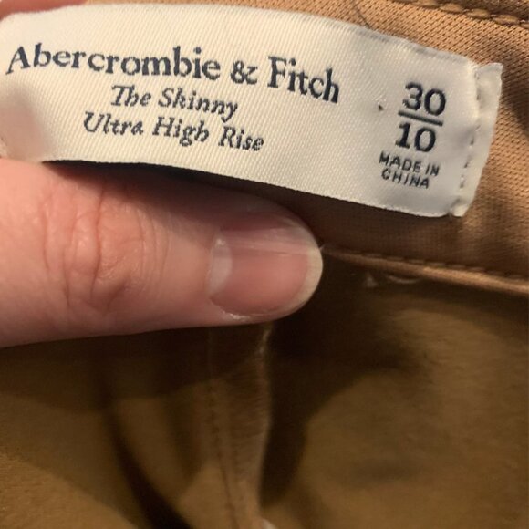 ABERCROMBIE Brown Vegan Leather Split Hem Skinny High Rise Pants Women’s Size 10 - Picture 7 of 9